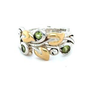 Barbara Bixby 925/18K Gold Leaf Peridot Ring